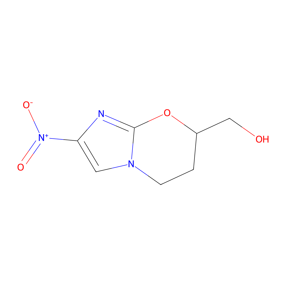 (S)-(2-Nitro-6,7-dihydro-5H-imidazo[2,1-b][1,3]oxazin-7-yl)methanol molecular structure, CAS 1541204-54-9