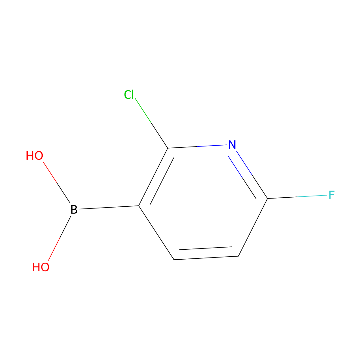 (2-Chloro-6-fluoropyridin-3-yl)boronic acid molecular structure, CAS 1541206-12-5