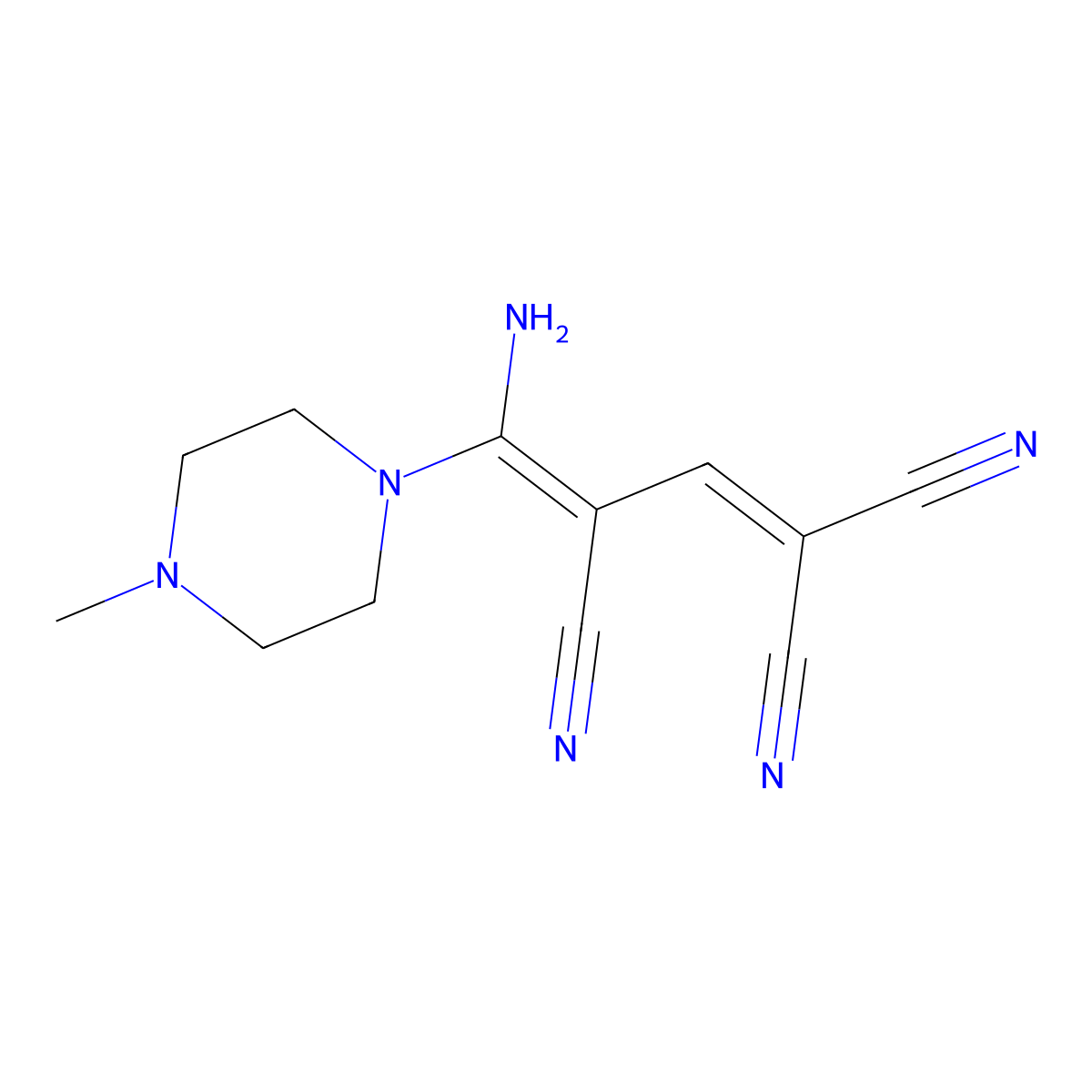 4-Amino-4-(4-methylpiperazino)-1,3-butadiene-1,1,3-tricarbonitrile molecular structure, CAS 154124-60-4