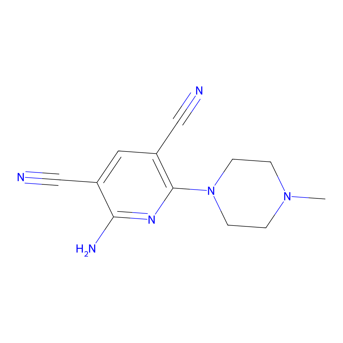 2-Amino-6-(4-methylpiperazino)-3,5-pyridinedicarbonitrile molecular structure, CAS 154124-65-9