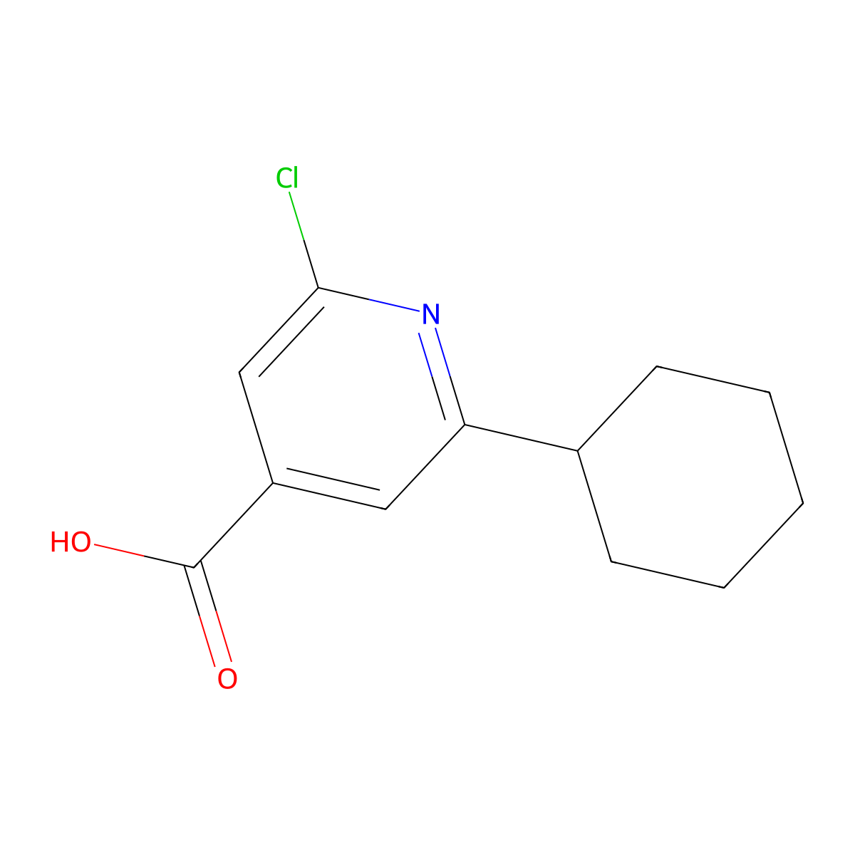 2-Chloro-6-cyclohexylpyridine-4-carboxylic acid molecular structure, CAS 1541259-66-8