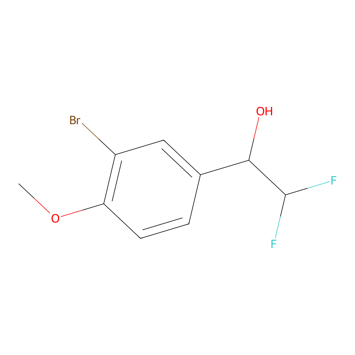 1-(3-Bromo-4-methoxyphenyl)-2,2-difluoroethan-1-ol molecular structure, CAS 1541266-18-5