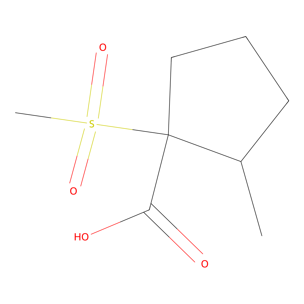 1-Methanesulfonyl-2-methylcyclopentane-1-carboxylic acid molecular structure, CAS 1541266-53-8