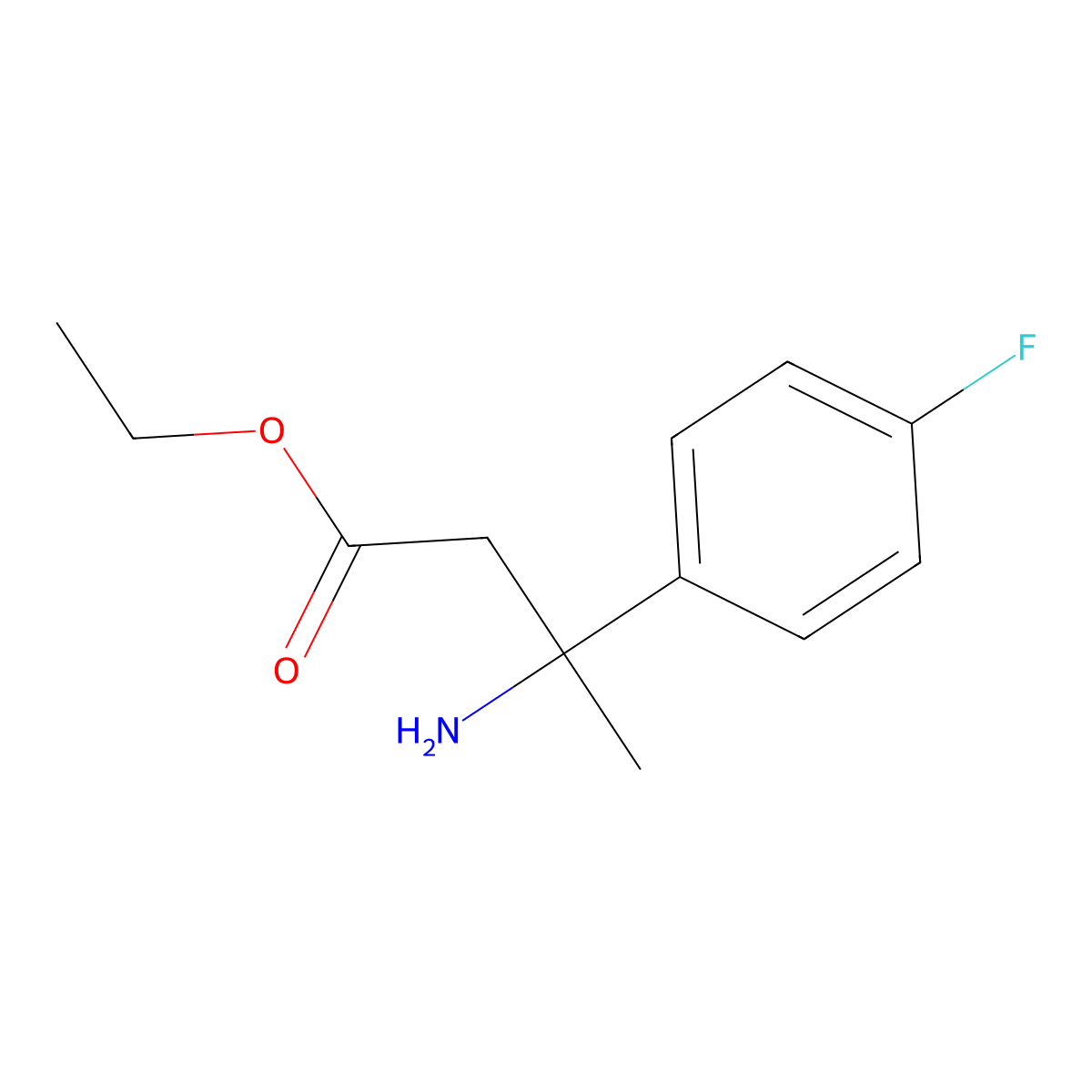 Ethyl 3-amino-3-(4-fluorophenyl)butanoate molecular structure, CAS 1541277-27-3