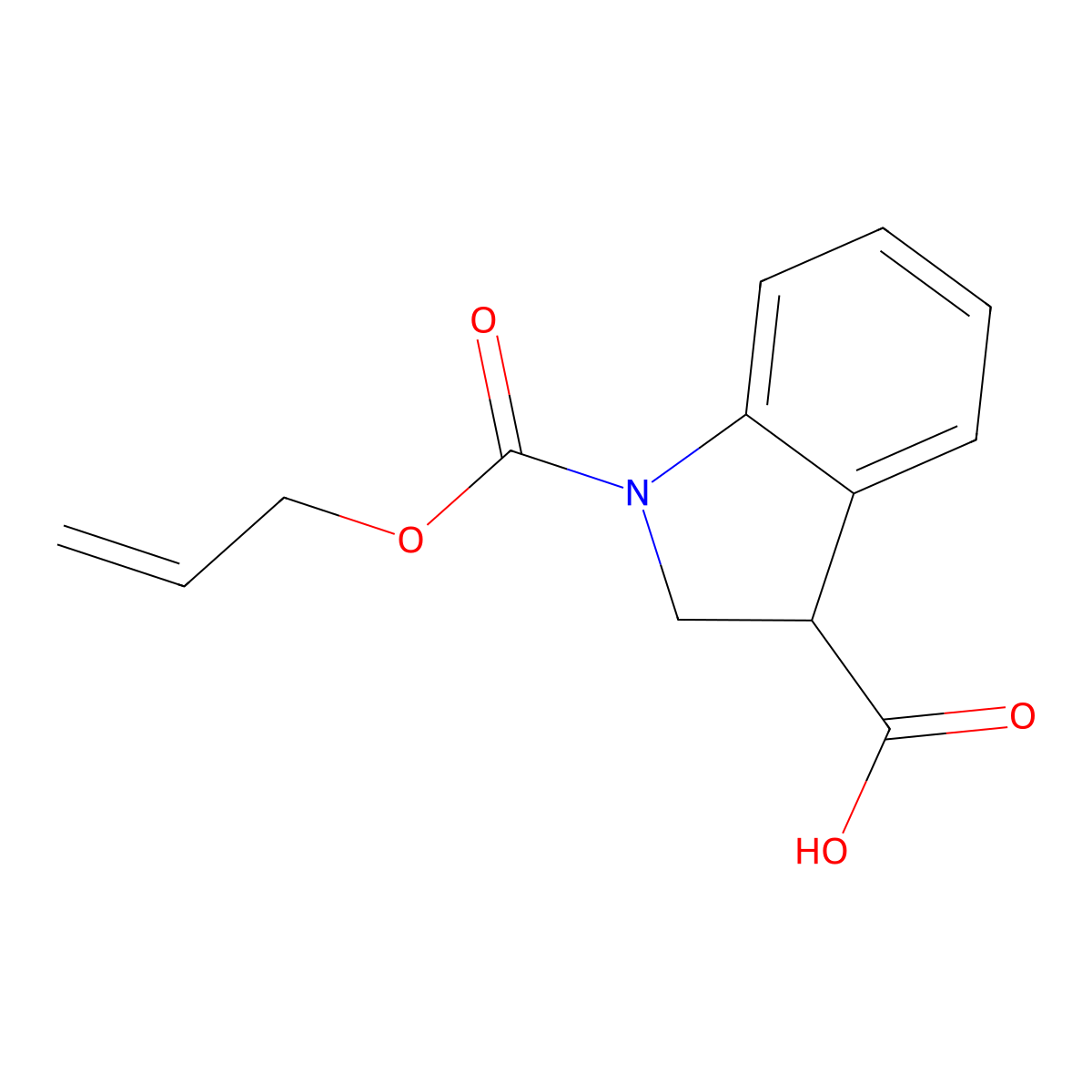 1-[(prop-2-en-1-yloxy)carbonyl]-2,3-dihydro-1H-indole-3-carboxylic acid molecular structure, CAS 1541295-62-8