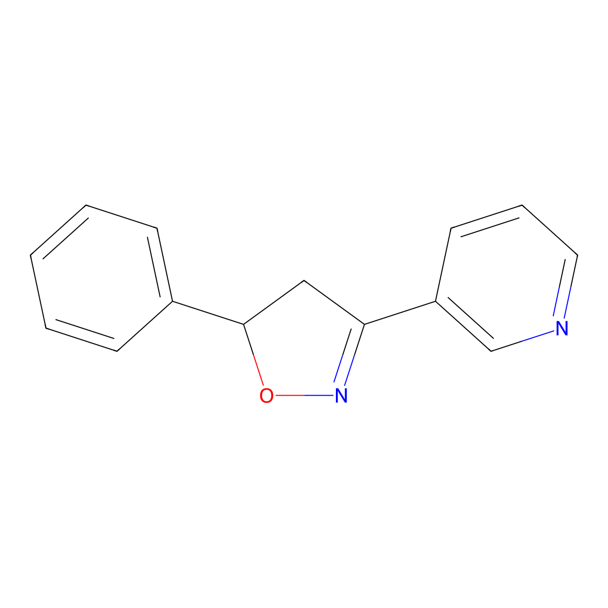 Pyridine, 3-(4,5-dihydro-5-phenyl-3-isoxazolyl)- molecular structure, CAS 154131-65-4