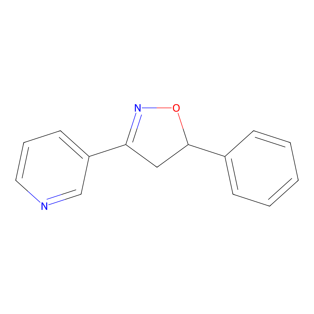 Pyridine, 3-(4,5-dihydro-5-phenyl-3-isoxazolyl)- molecular structure, CAS 154131-65-4