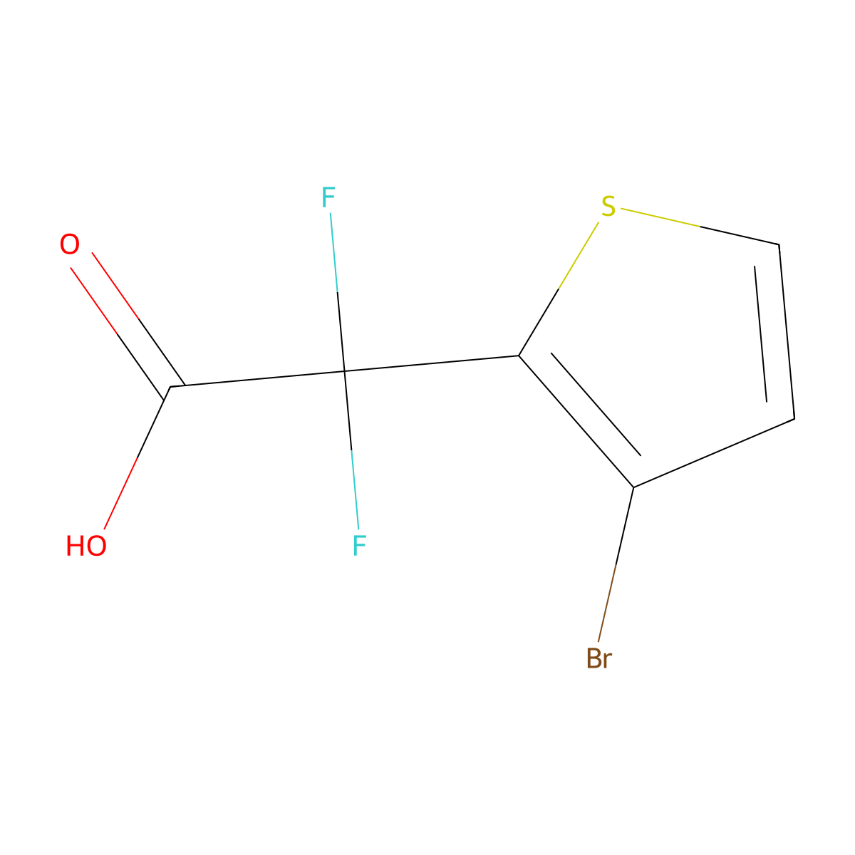 2-(3-Bromothiophen-2-yl)-2,2-difluoroacetic acid molecular structure, CAS 1541311-81-2
