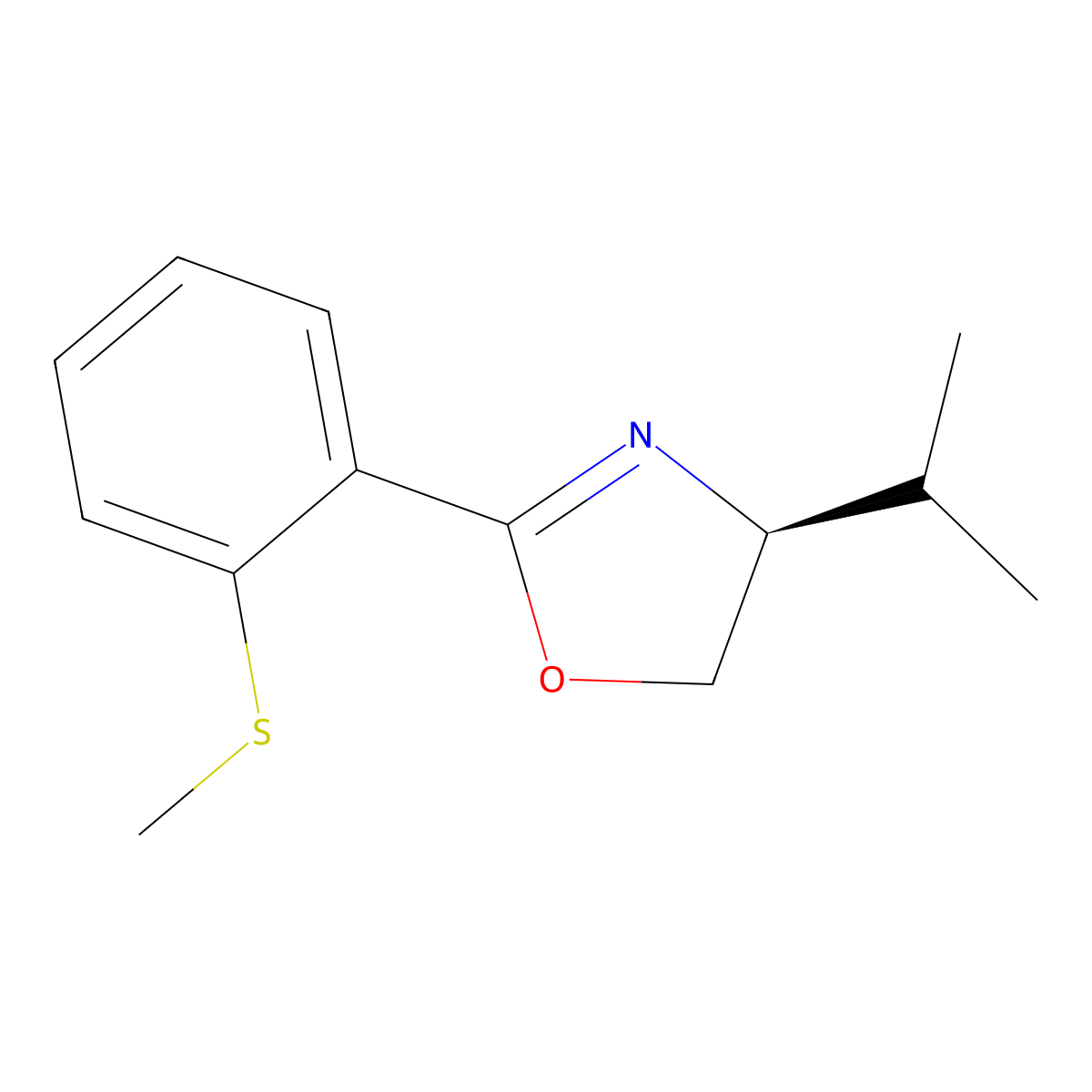 (S)-4-Isopropyl-2-(2-(methylthio)phenyl)-4,5-dihydrooxazole molecular structure, CAS 154132-42-0