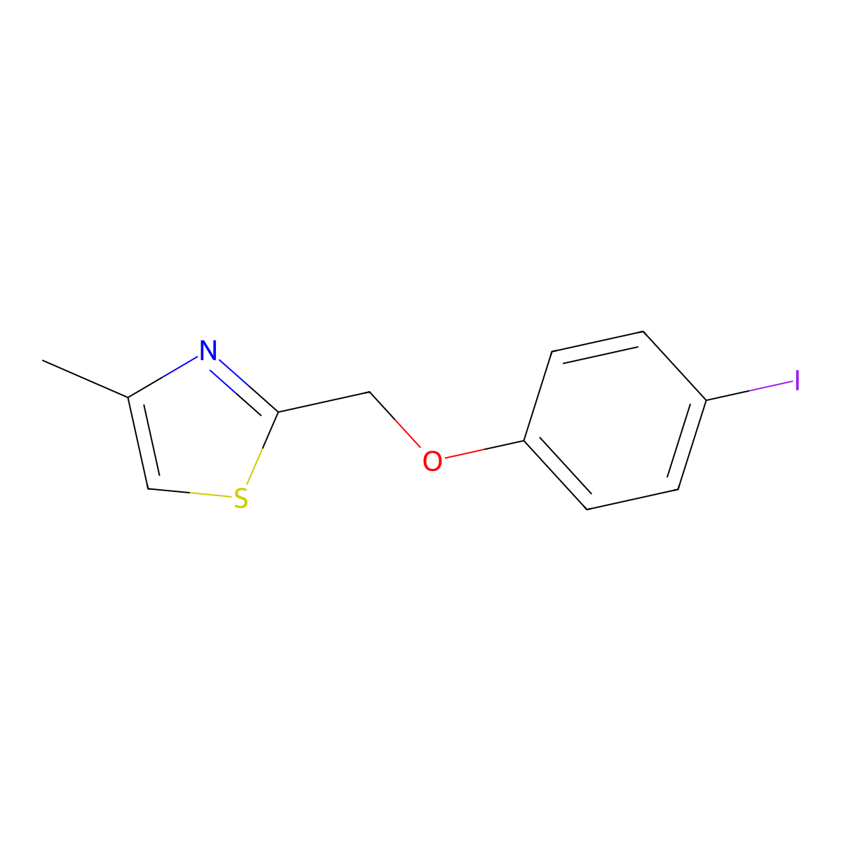 2-((4-Iodophenoxy)methyl)-4-methylthiazole molecular structure, CAS 1541321-35-0