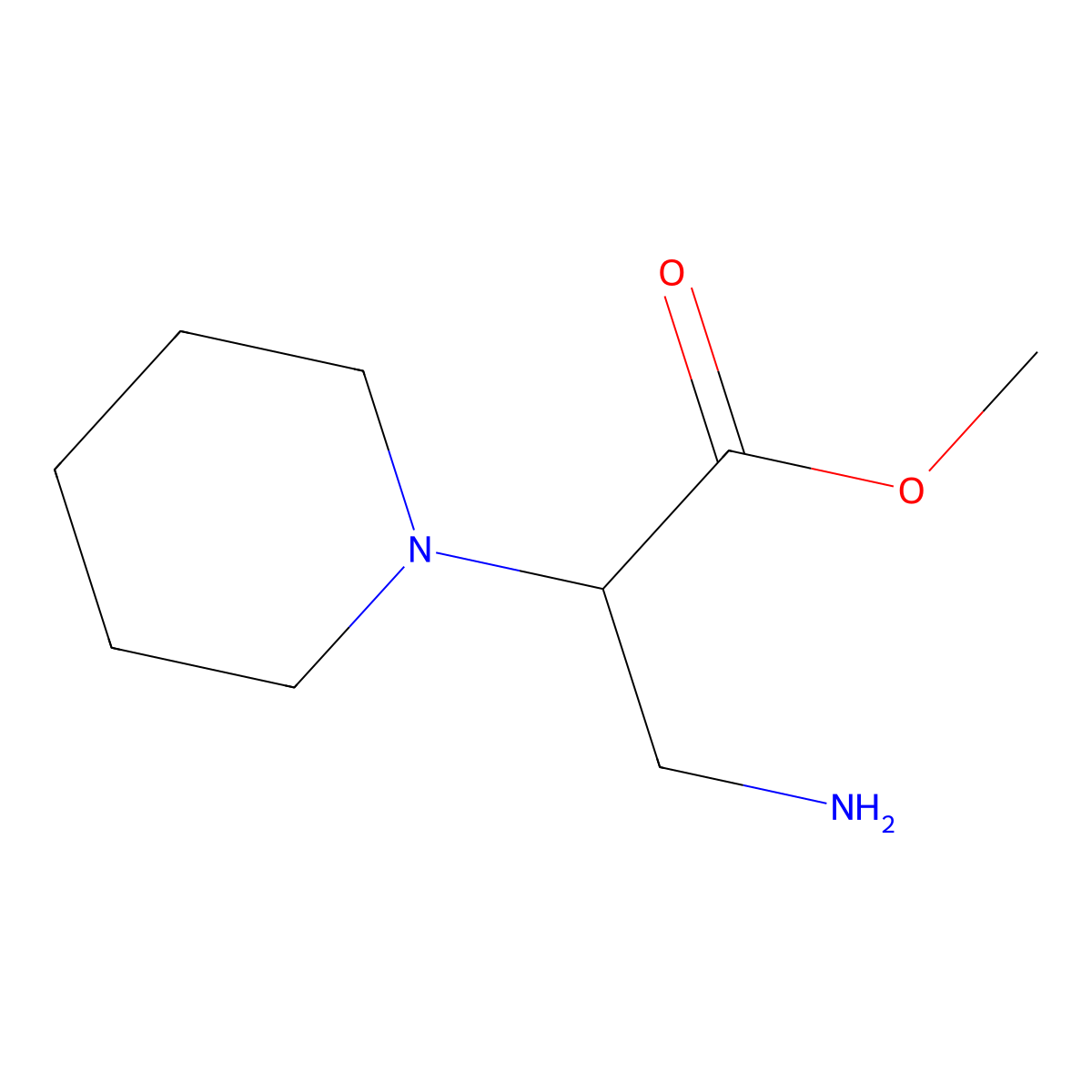 Methyl 3-amino-2-piperidin-1-ylpropanoate molecular structure, CAS 1541328-11-3