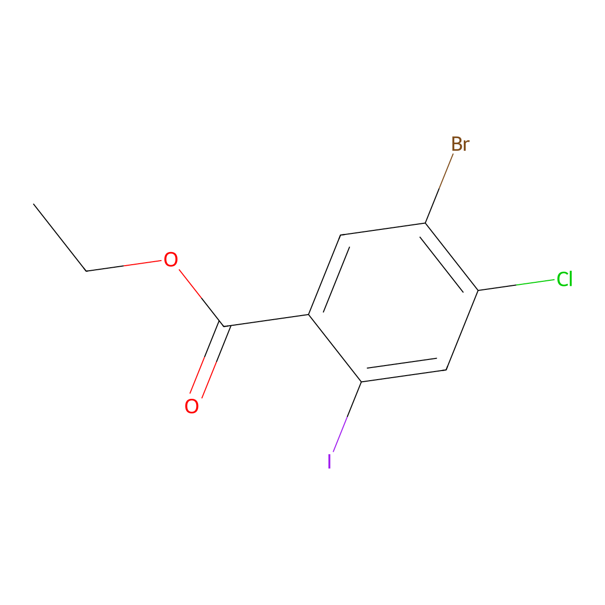 Ethyl 5-bromo-4-chloro-2-iodobenzoate molecular structure, CAS 1541334-13-7