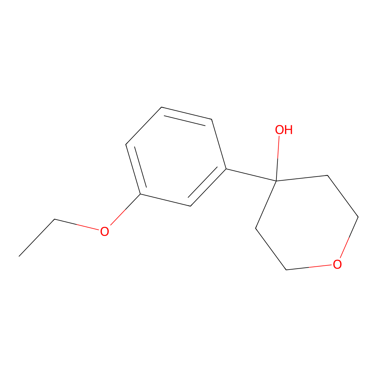 4-(3-ethoxyphenyl)tetrahydro-2H-pyran-4-ol molecular structure, CAS 1541338-74-2