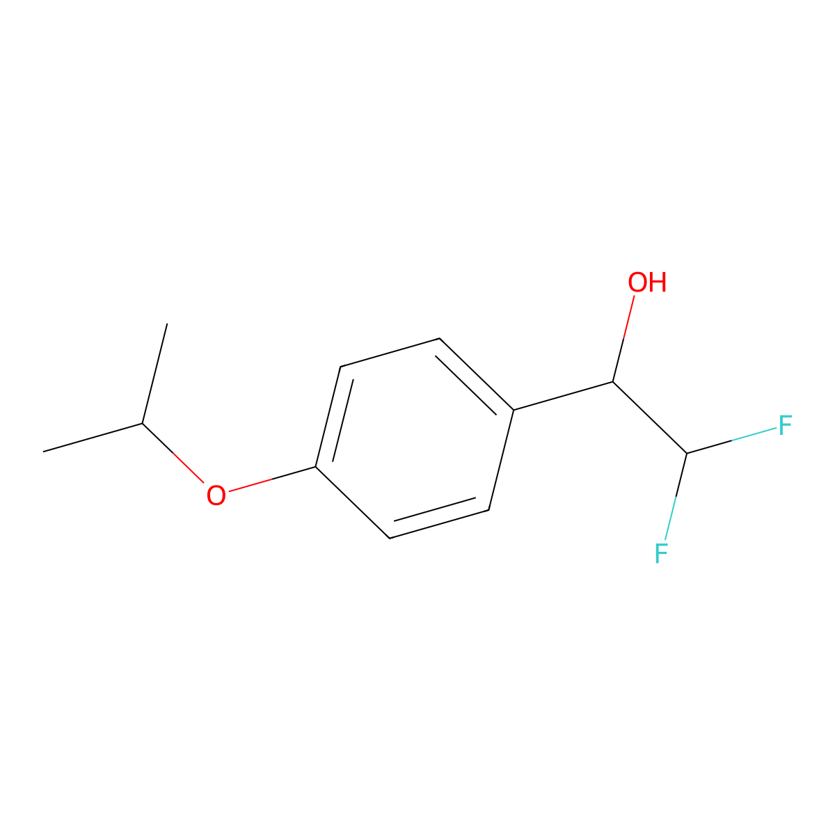 2,2-Difluoro-1-[4-(propan-2-yloxy)phenyl]ethan-1-ol molecular structure, CAS 1541341-18-7