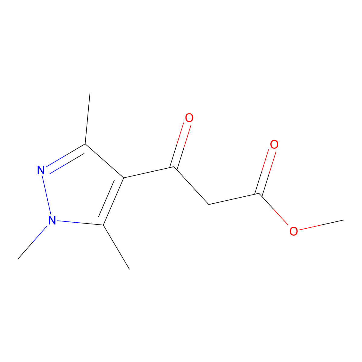 methyl 3-oxo-3-(trimethyl-1H-pyrazol-4-yl)propanoate molecular structure, CAS 1541359-51-6