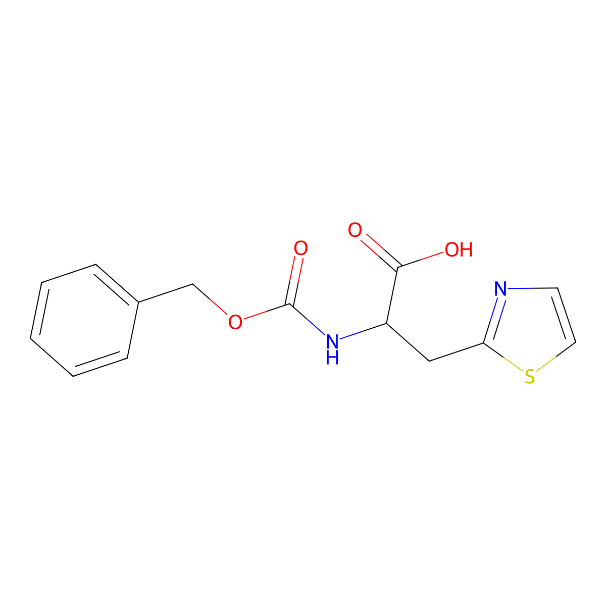 2-{[(Benzyloxy)carbonyl]amino}-3-(1,3-thiazol-2-yl)propanoic acid molecular structure, CAS 1541360-03-5