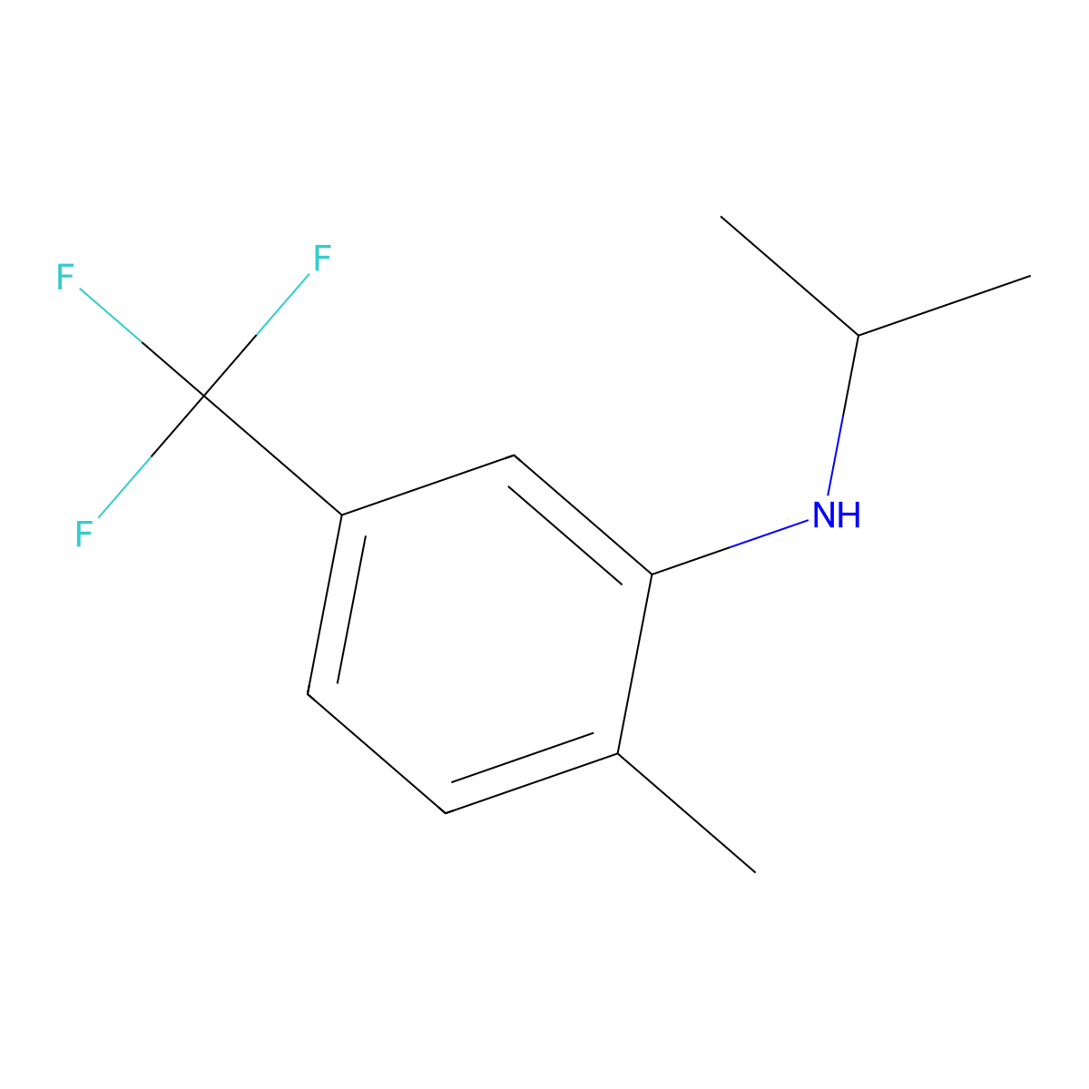 2-Methyl-N-(propan-2-yl)-5-(trifluoromethyl)aniline molecular structure, CAS 1541361-31-2