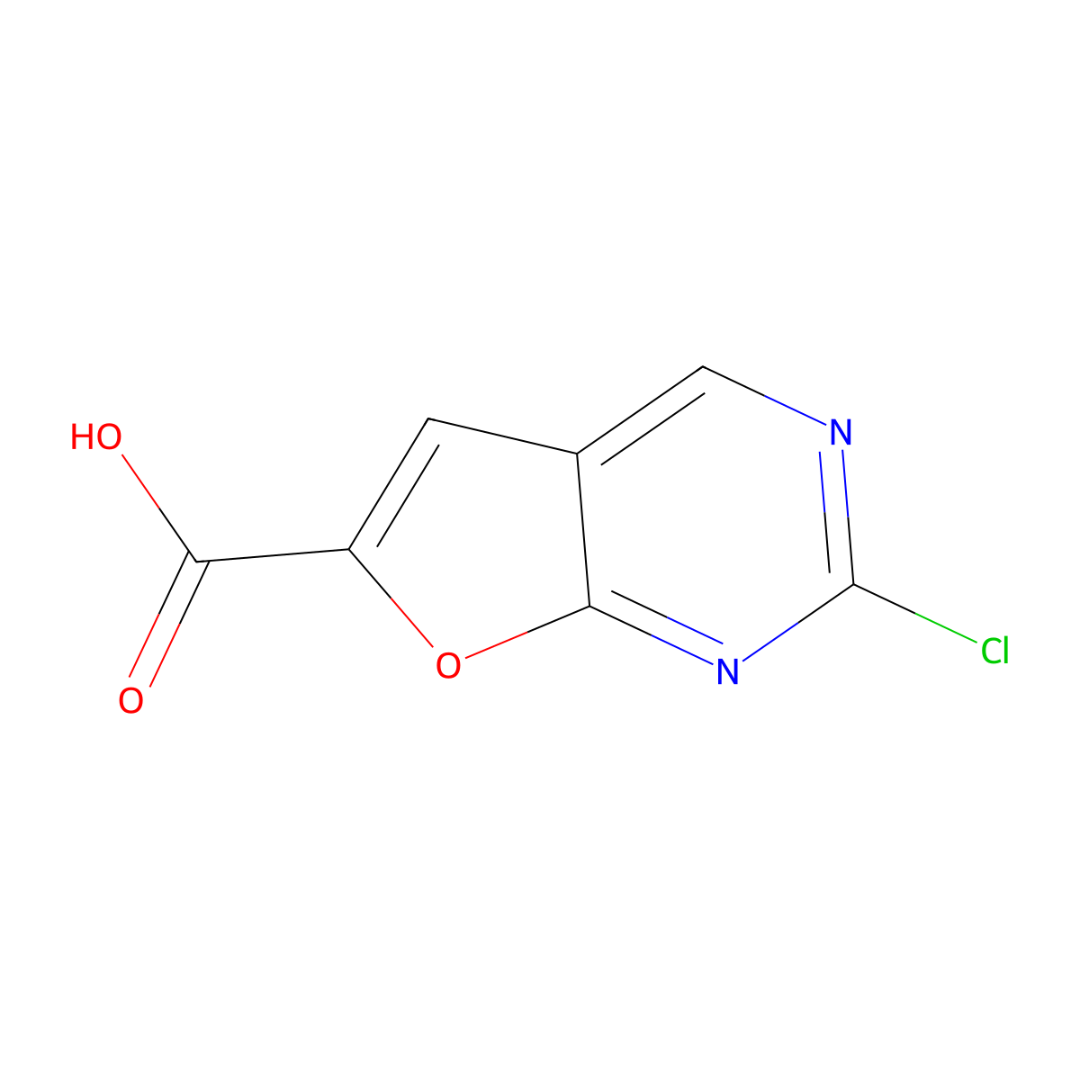 2-Chlorofuro[2,3-d]pyrimidine-6-carboxylic acid molecular structure, CAS 1541368-88-0