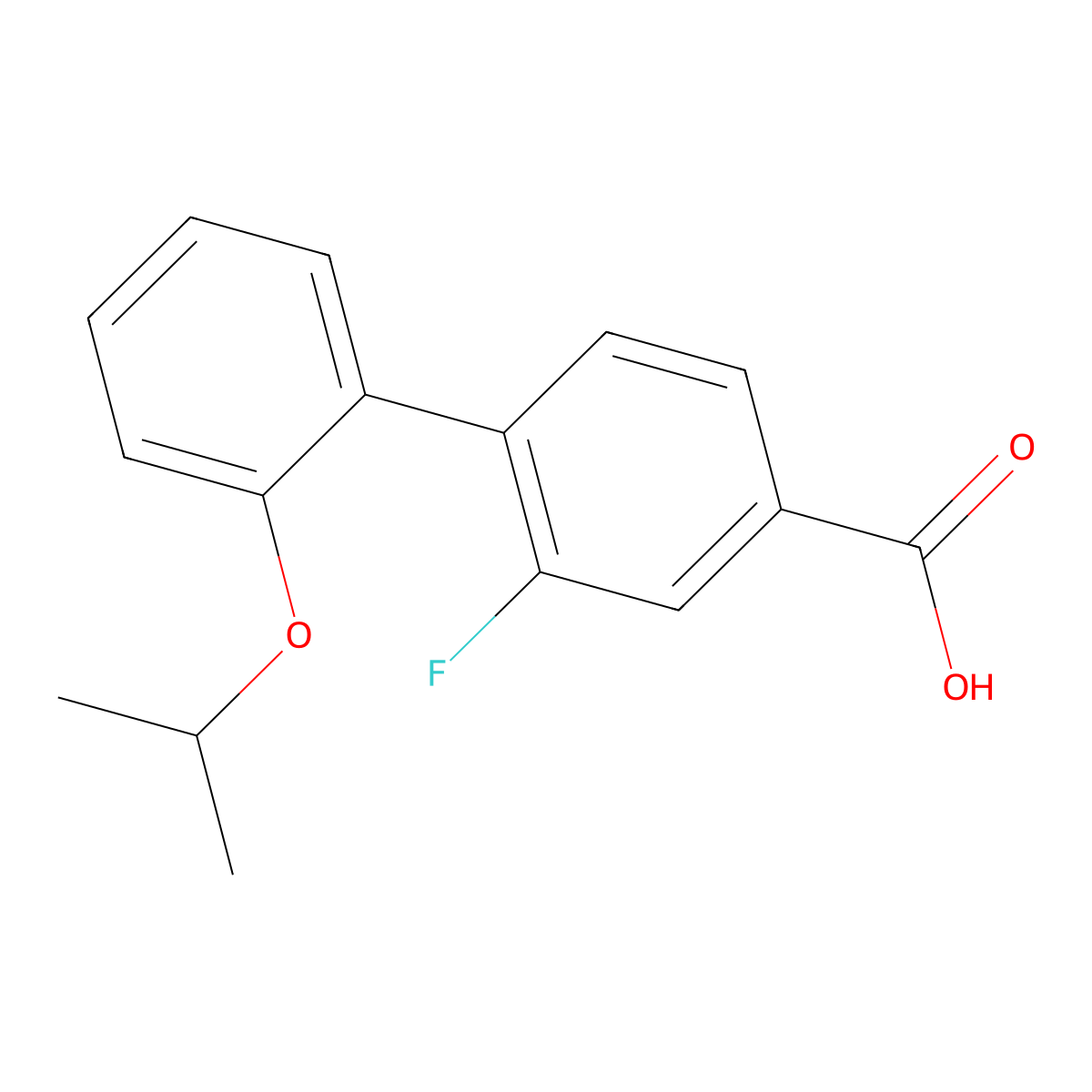 2-Fluoro-2'-(1-methylethoxy)[1,1'-biphenyl]-4-carboxylic acid molecular structure, CAS 1541379-76-3