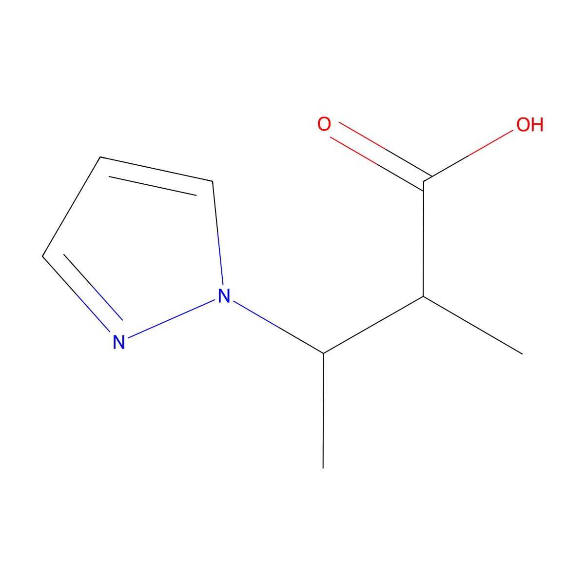 2-methyl-3-(1H-pyrazol-1-yl)butanoic acid molecular structure, CAS 1541396-08-0