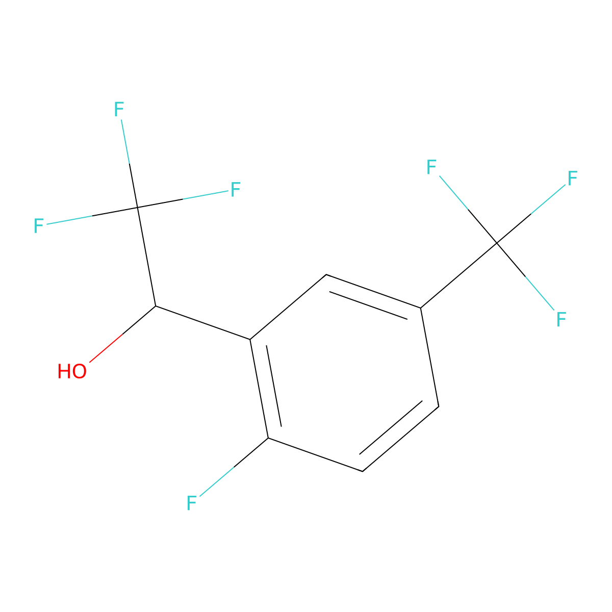2,2,2-Trifluoro-1-[2-fluoro-5-(trifluoromethyl)phenyl]ethan-1-ol molecular structure, CAS 1541398-98-4