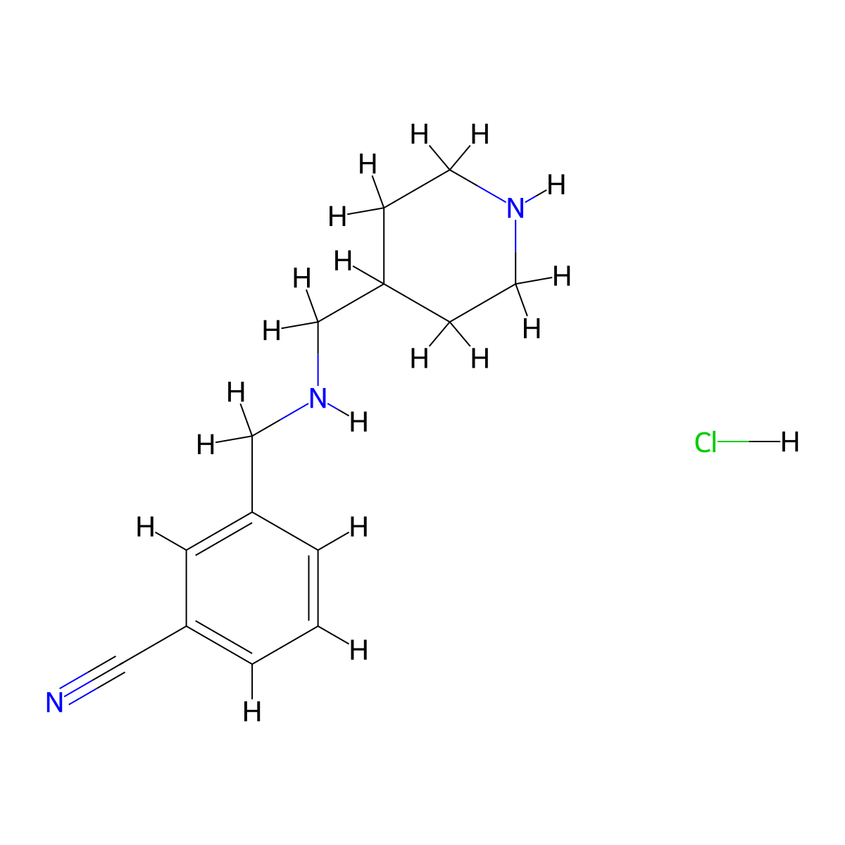 3-(((Piperidin-4-ylmethyl)amino)methyl)benzonitrile hydrochloride molecular structure, CAS 1541405-70-2