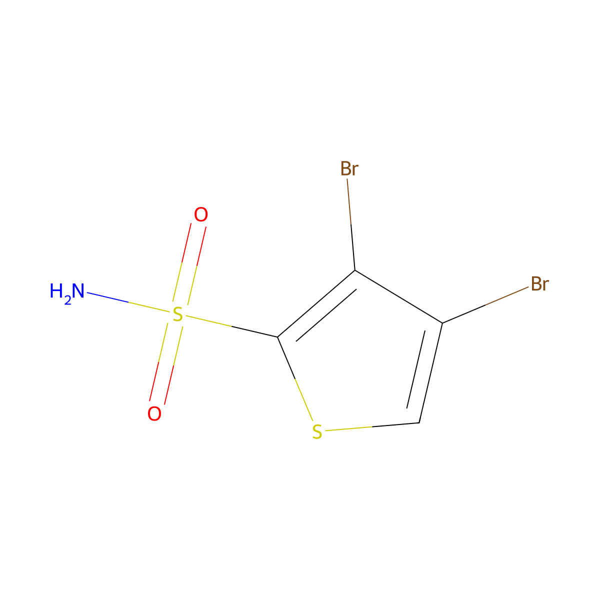 3,4-Dibromothiophene-2-sulfonamide molecular structure, CAS 1541405-92-8
