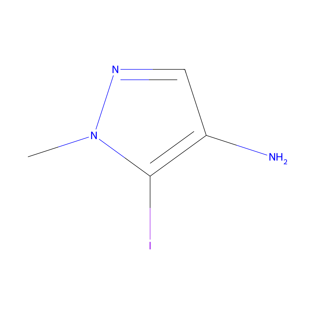 5-Iodo-1-methyl-1H-pyrazol-4-amine molecular structure, CAS 1541410-22-3
