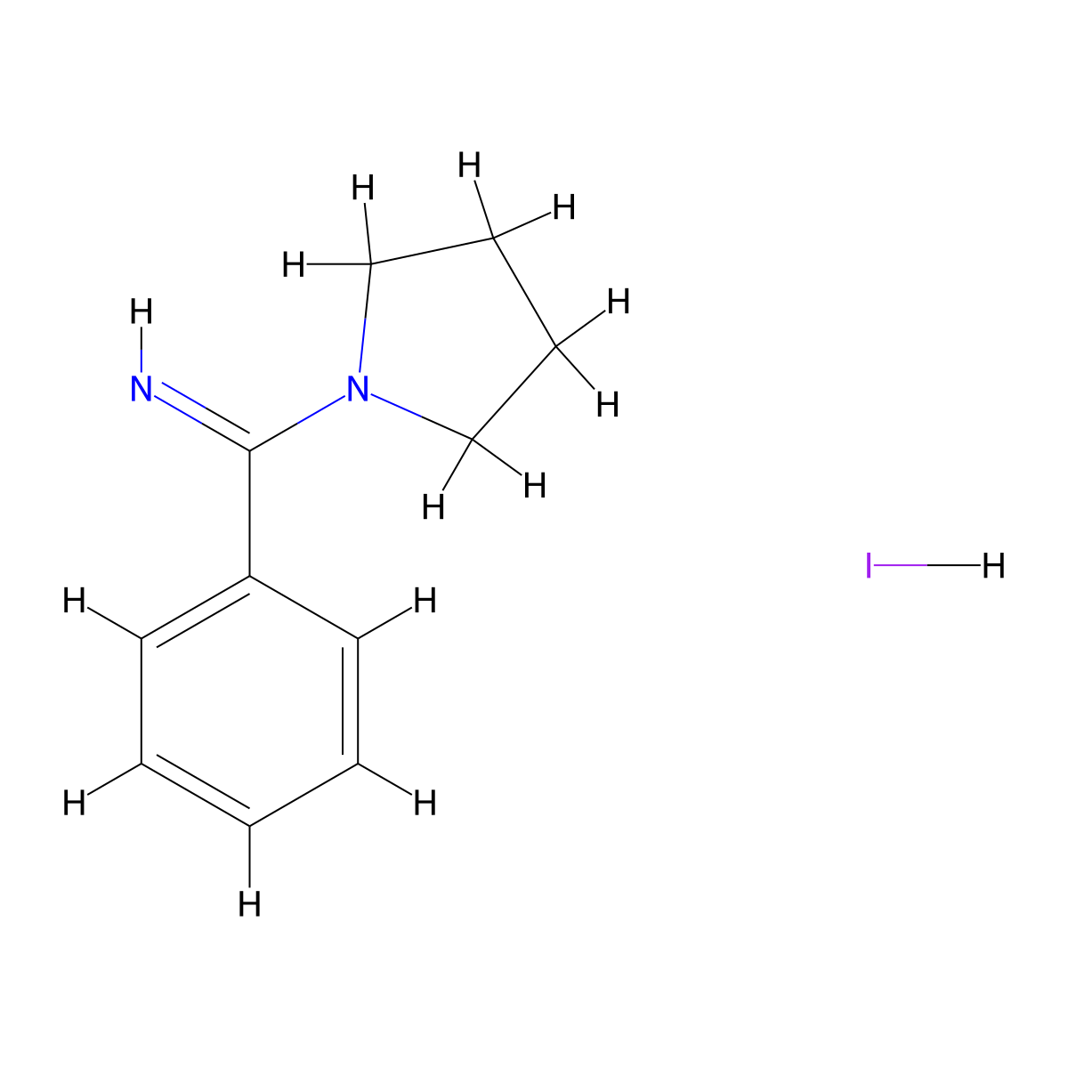 1-Benzenecarboximidoylpyrrolidine hydroiodide molecular structure, CAS 154142-61-7