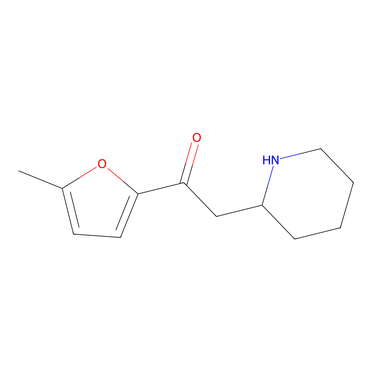 1-(5-Methylfuran-2-yl)-2-(piperidin-2-yl)ethan-1-one molecular structure, CAS 1541423-53-3