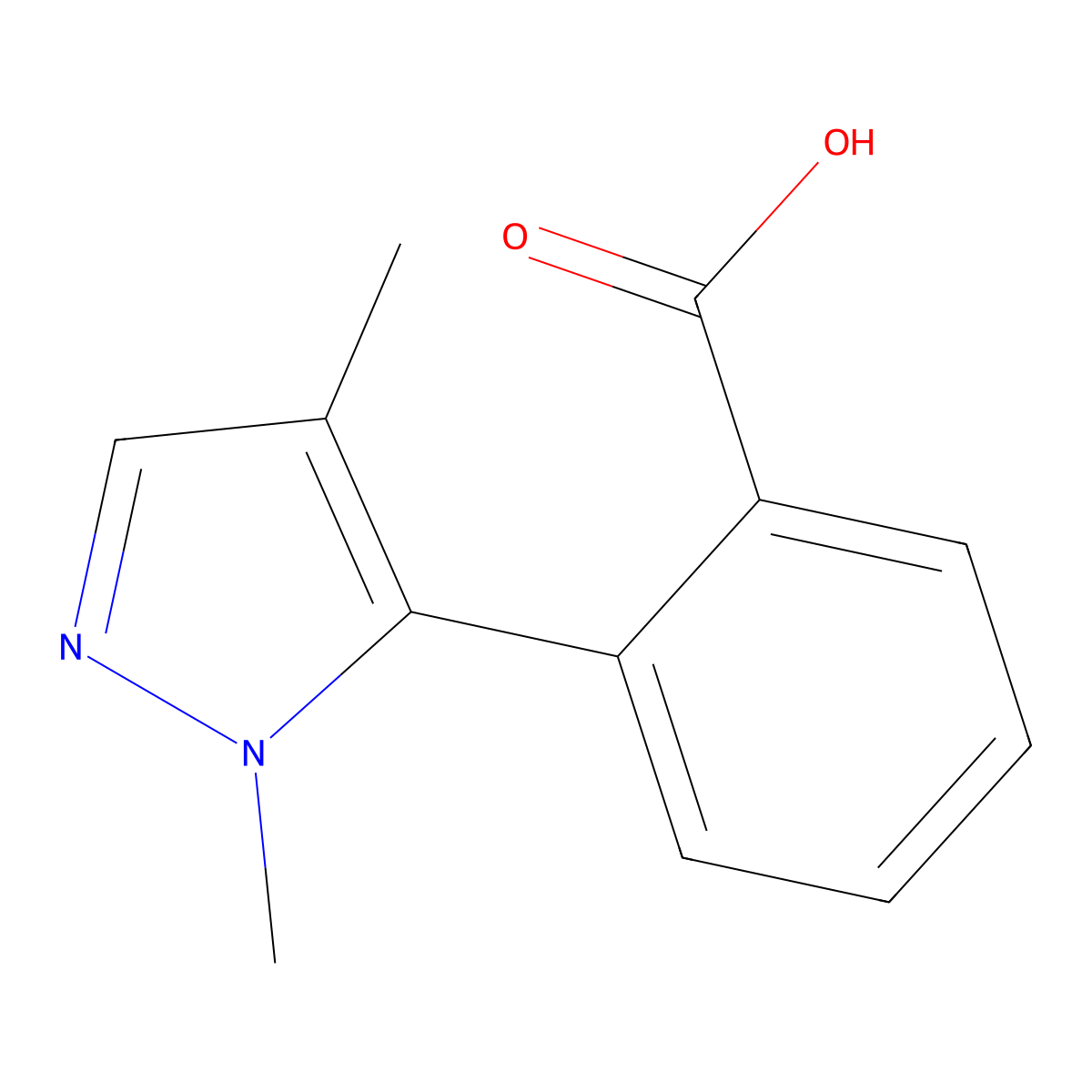 2-(1,4-dimethyl-1H-pyrazol-5-yl)benzoic acid molecular structure, CAS 1541434-20-1