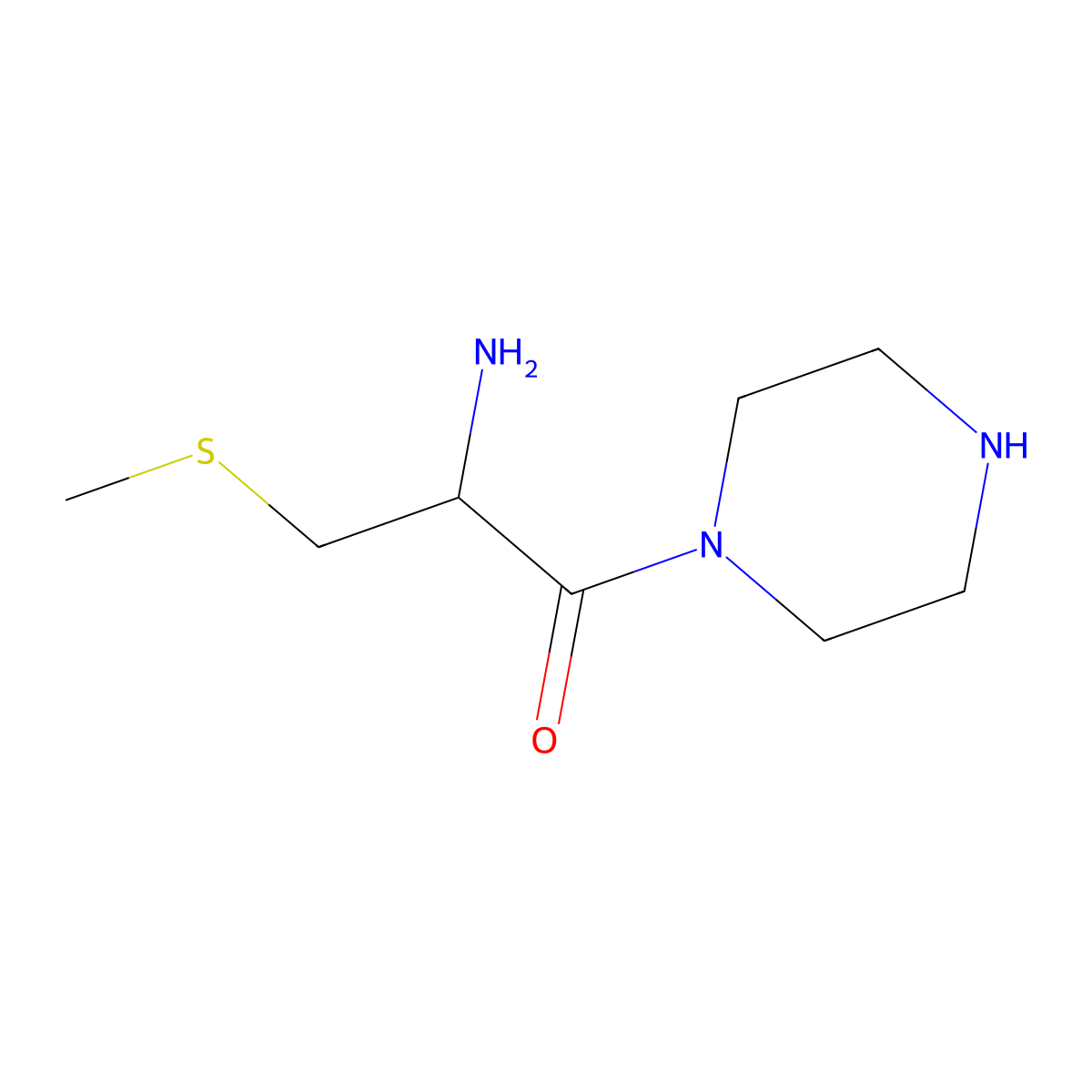 2-Amino-3-(methylsulfanyl)-1-(piperazin-1-yl)propan-1-one molecular structure, CAS 1541445-41-3