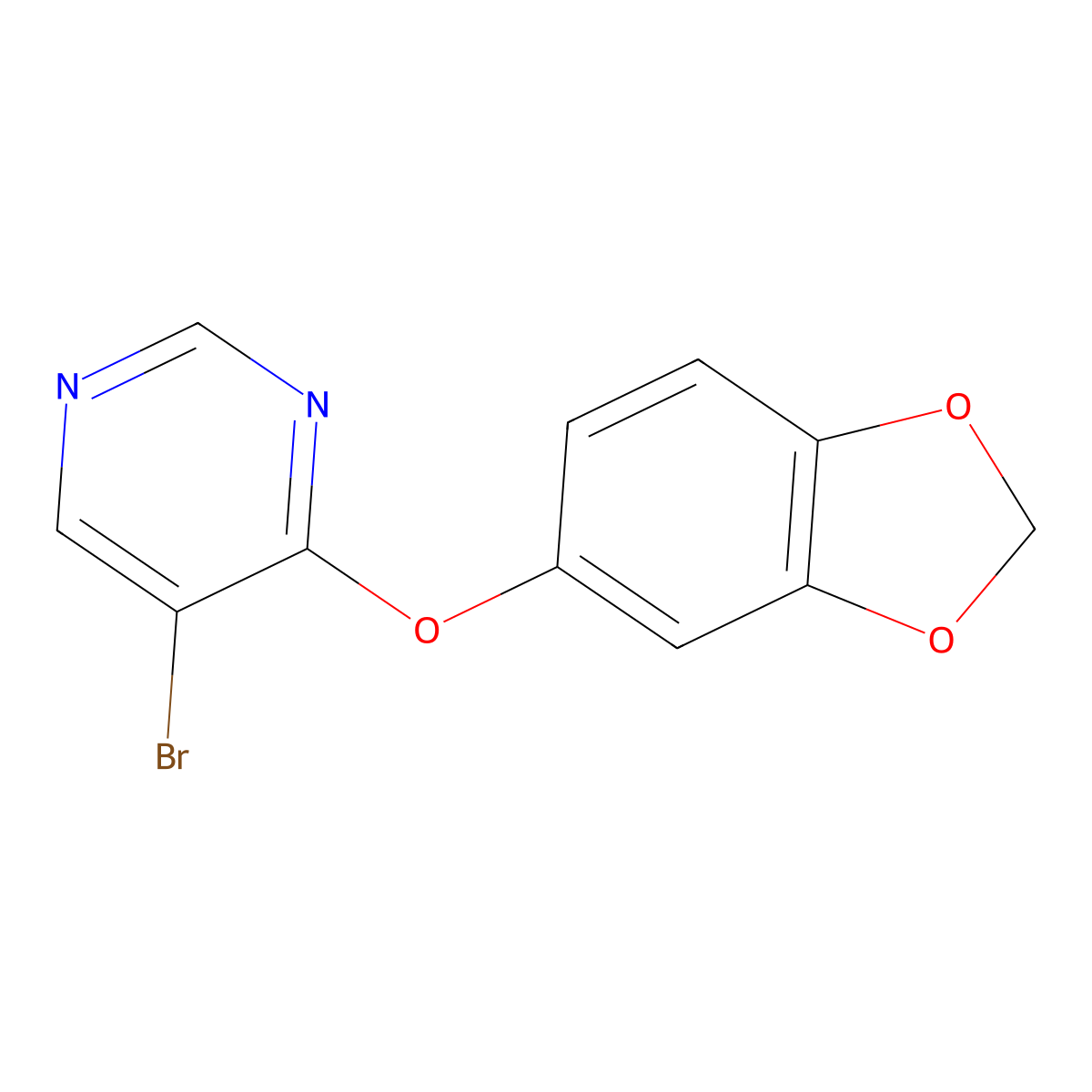 4-(1,3-Dioxaindan-5-yloxy)-5-bromopyrimidine molecular structure, CAS 1541474-20-7