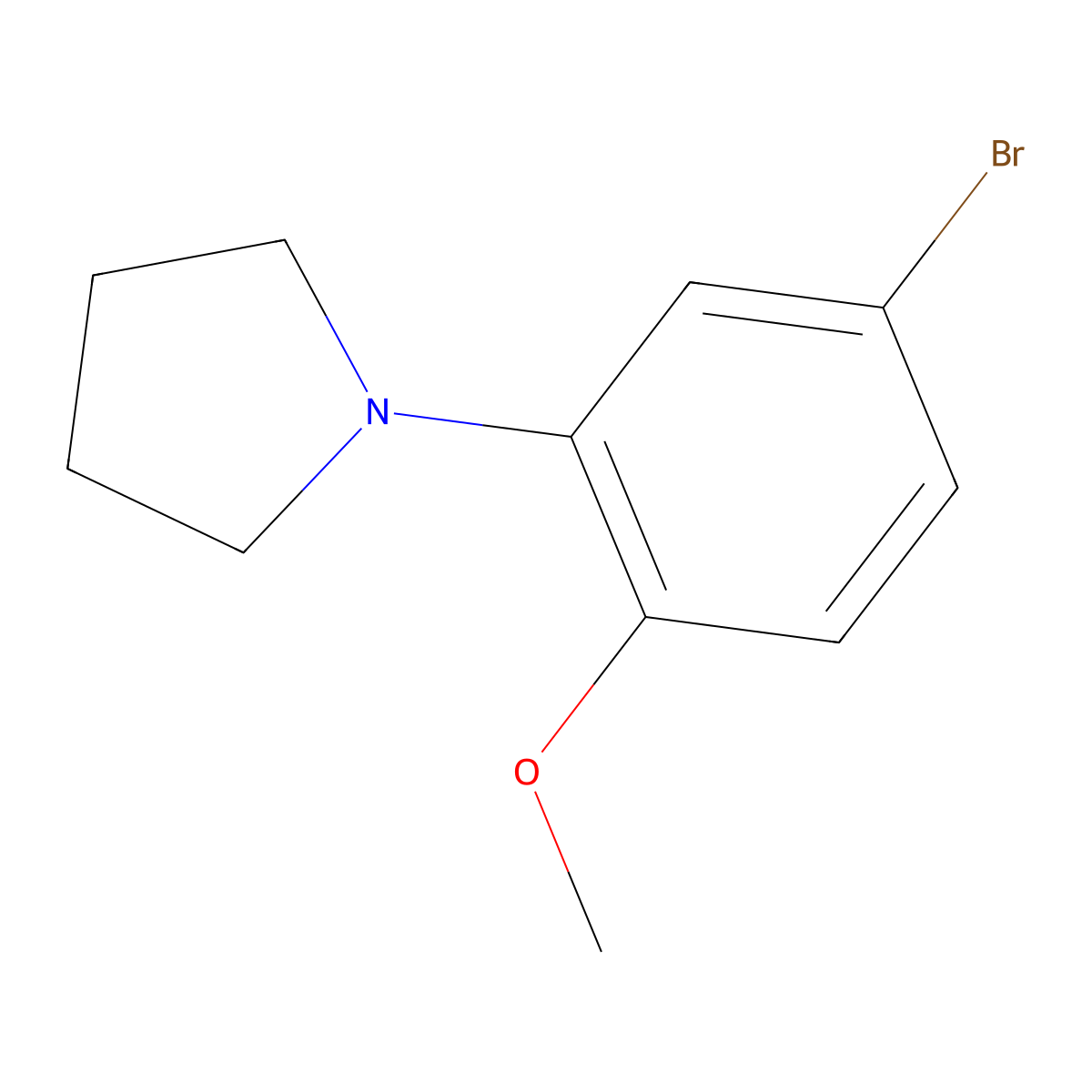 1-(5-Bromo-2-methoxyphenyl)pyrrolidine molecular structure, CAS 1541478-33-4