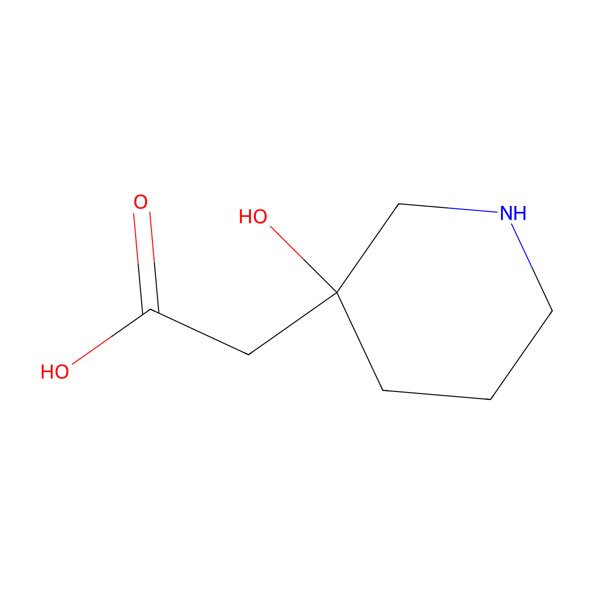 2-(3-Hydroxypiperidin-3-yl)acetic acid molecular structure, CAS 1541480-48-1
