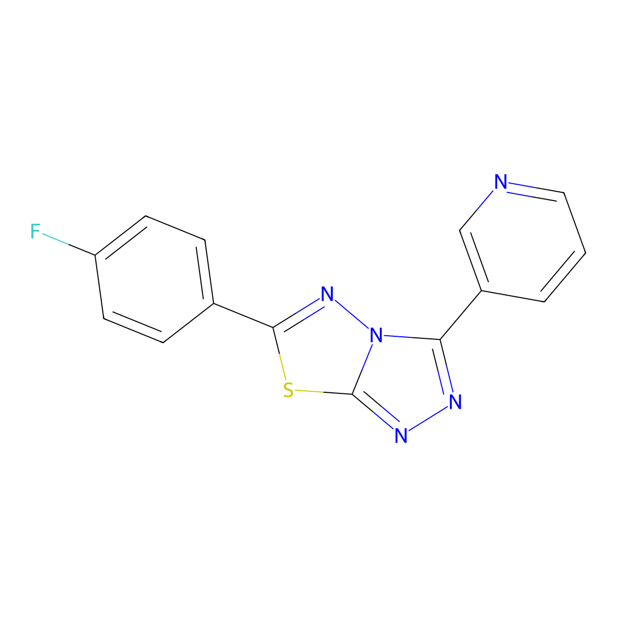 6-(4-Fluorophenyl)-3-pyridin-3-yl-[1,2,4]triazolo[3,4-b][1,3,4]thiadiazole molecular structure, CAS 154149-64-1