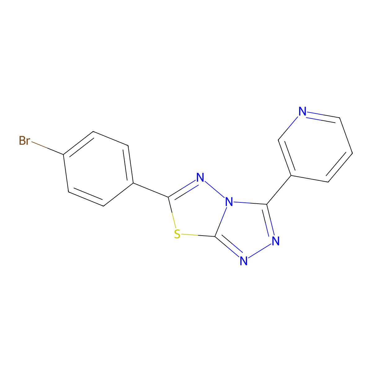 6-(4-Bromophenyl)-3-(3-pyridinyl)[1,2,4]triazolo[3,4-b][1,3,4]thiadiazole molecular structure, CAS 154149-66-3