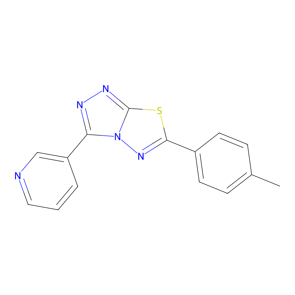6-(4-Methylphenyl)-3-pyridin-3-yl-[1,2,4]triazolo[3,4-b][1,3,4]thiadiazole molecular structure, CAS 154149-67-4