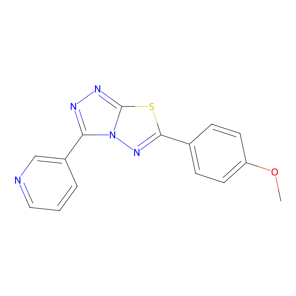 [1,2,4]Triazolo[3,4-b][1,3,4]thiadiazole, 6-(4-methoxyphenyl)-3-(3-pyridinyl)- molecular structure, CAS 154149-68-5