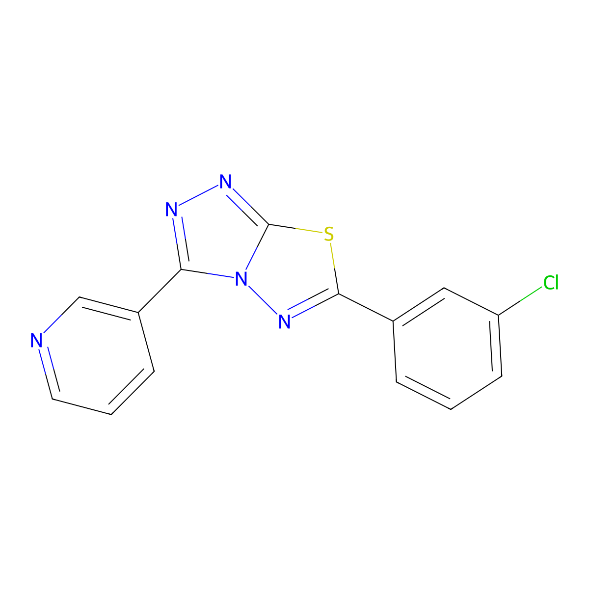 6-(3-Chlorophenyl)-3-pyridin-3-yl-[1,2,4]triazolo[3,4-b][1,3,4]thiadiazole molecular structure, CAS 154149-71-0