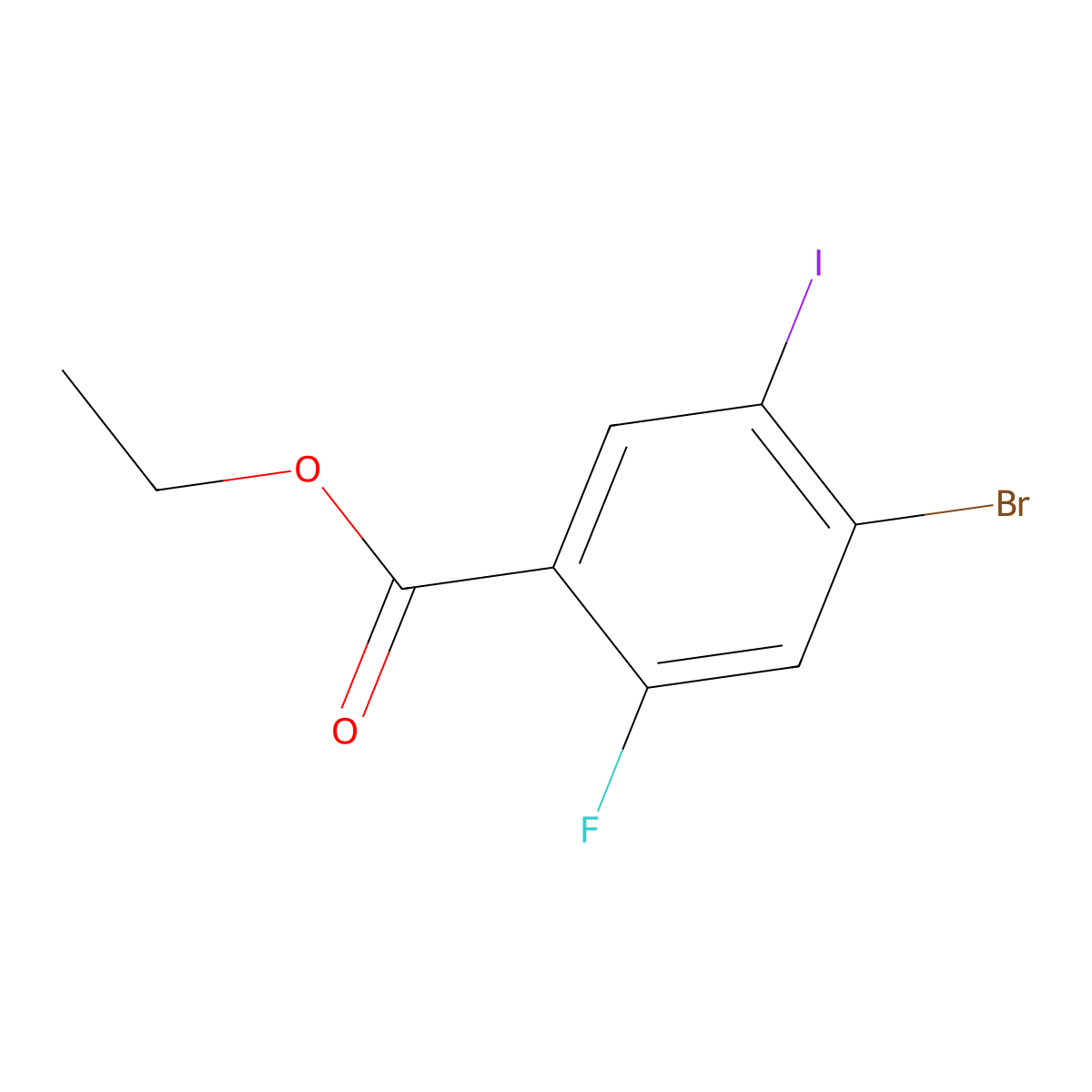 Ethyl 4-bromo-2-fluoro-5-iodobenzoate molecular structure, CAS 1541495-09-3