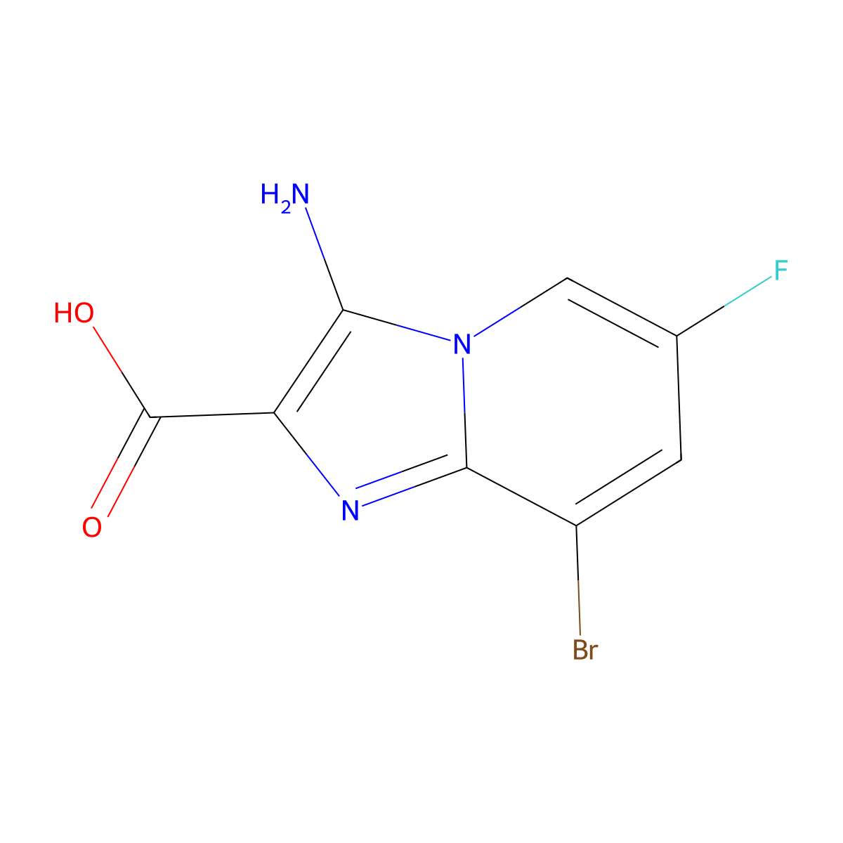 3-Amino-8-bromo-6-fluoroimidazo[1,2-a]pyridine-2-carboxylic acid molecular structure, CAS 1541498-07-0