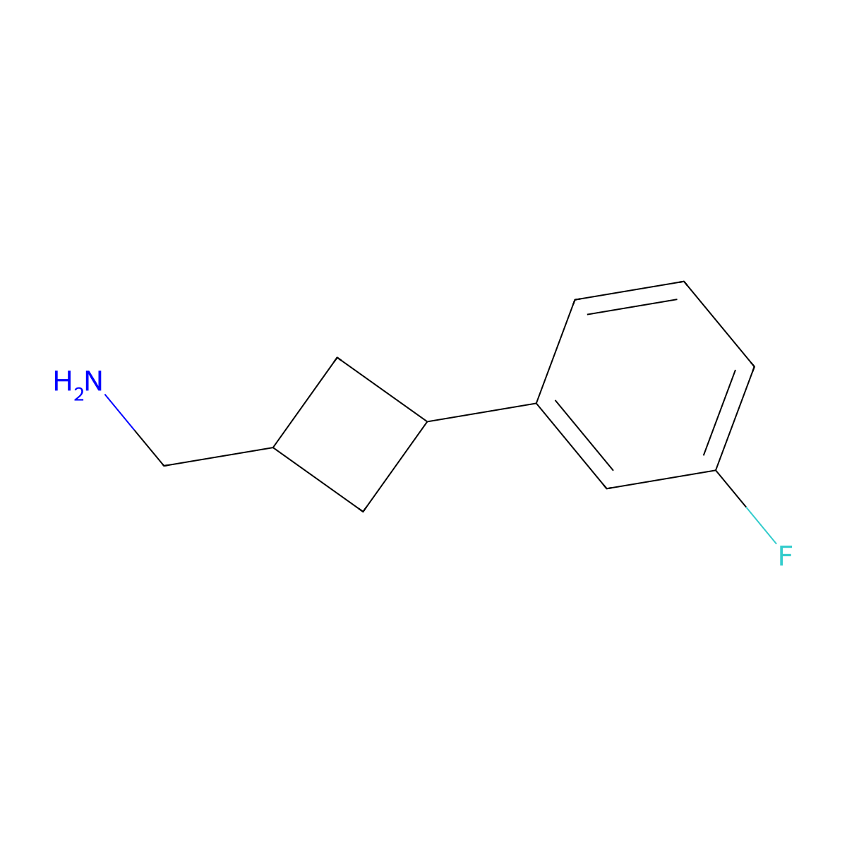 1-[3-(3-Fluorophenyl)cyclobutyl]methanamine molecular structure, CAS 1541523-36-7