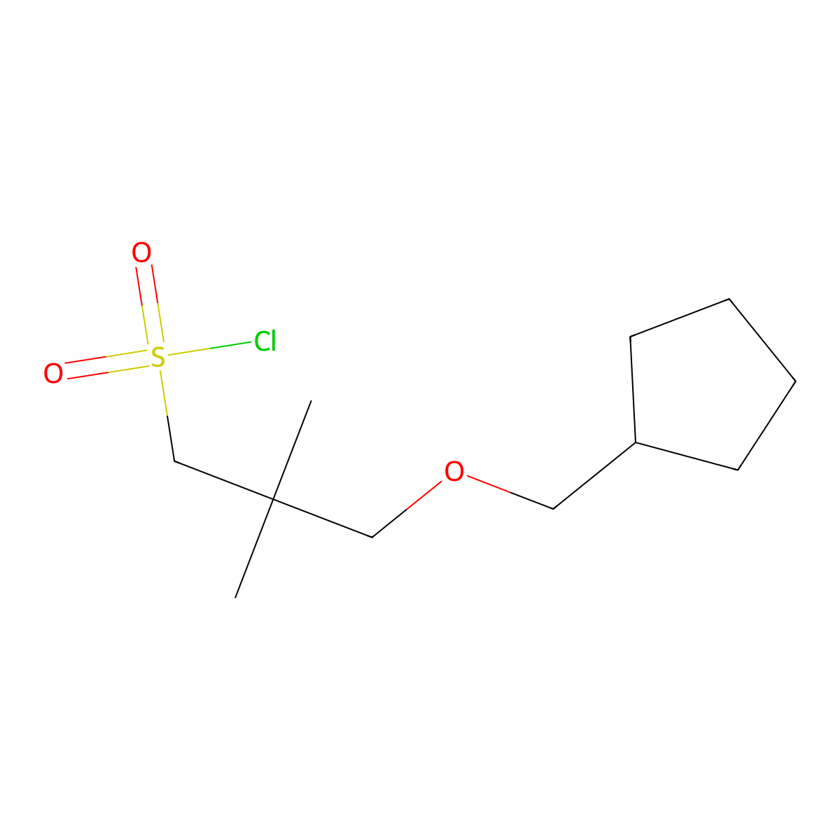 3-(Cyclopentylmethoxy)-2,2-dimethylpropane-1-sulfonyl chloride molecular structure, CAS 1541551-55-6