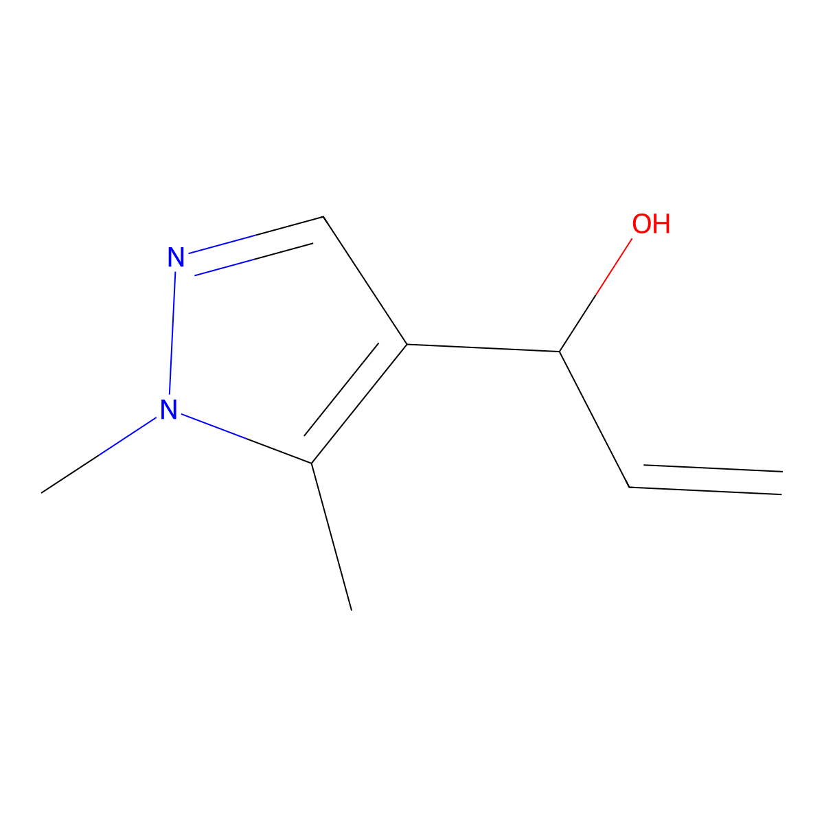 1-(1,5-dimethyl-1H-pyrazol-4-yl)prop-2-en-1-ol molecular structure, CAS 1541578-07-7
