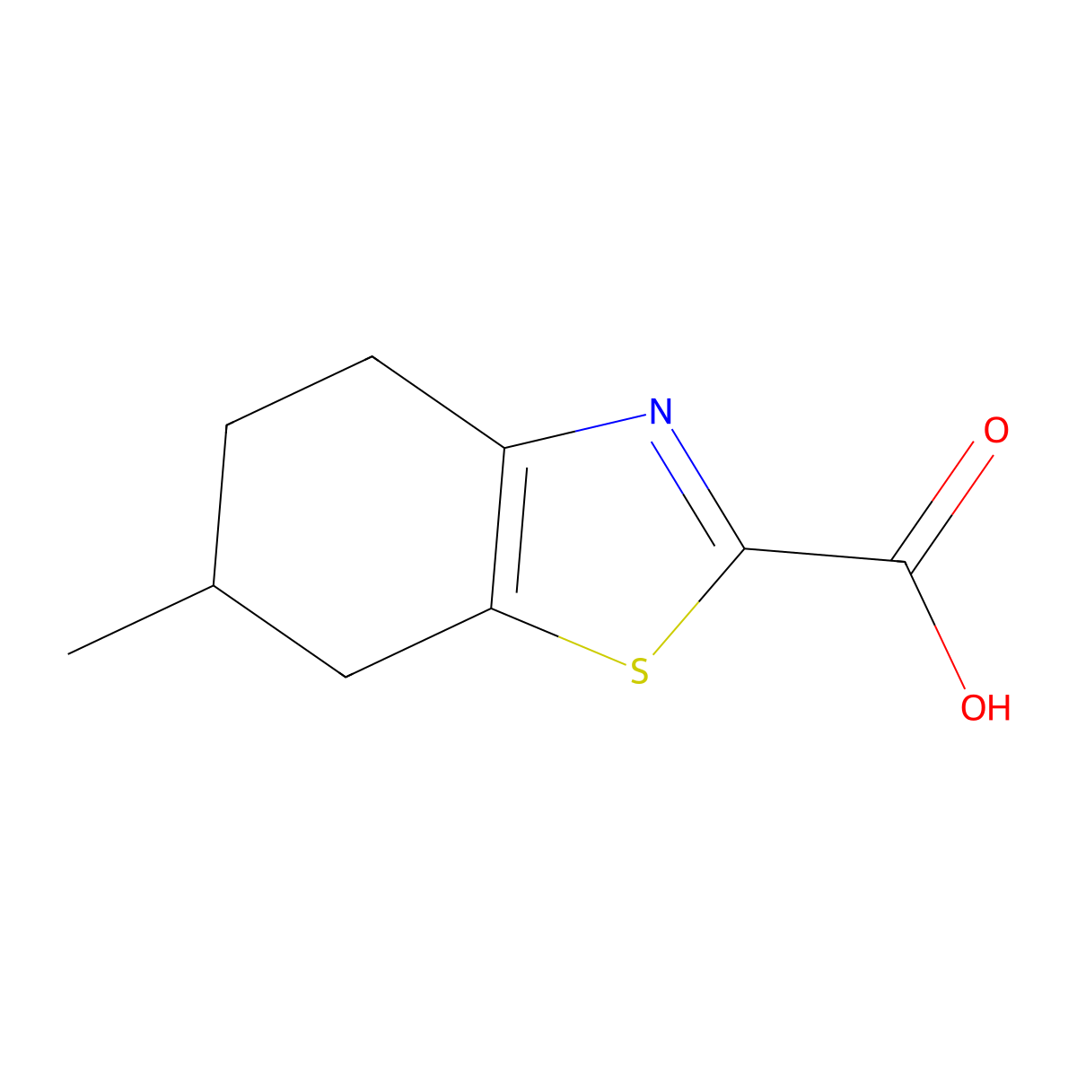 6-Methyl-4,5,6,7-tetrahydro-1,3-benzothiazole-2-carboxylic acid molecular structure, CAS 1541585-28-7