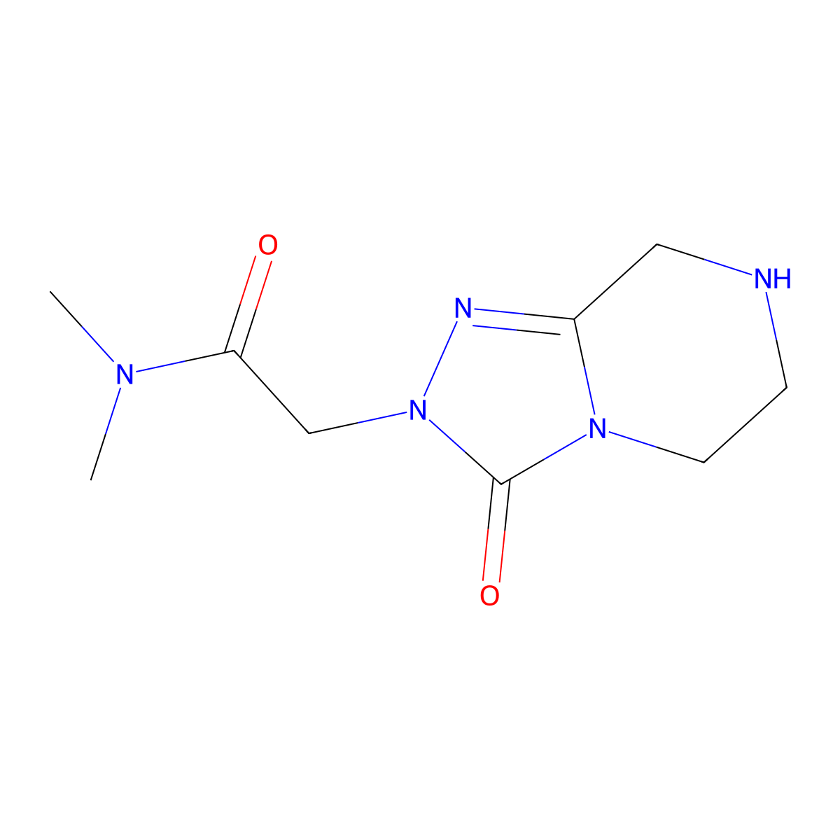 N,N-dimethyl-2-{3-oxo-2H,3H,5H,6H,7H,8H-[1,2,4]triazolo[4,3-a]piperazin-2-yl}acetamide molecular structure, CAS 1541606-87-4