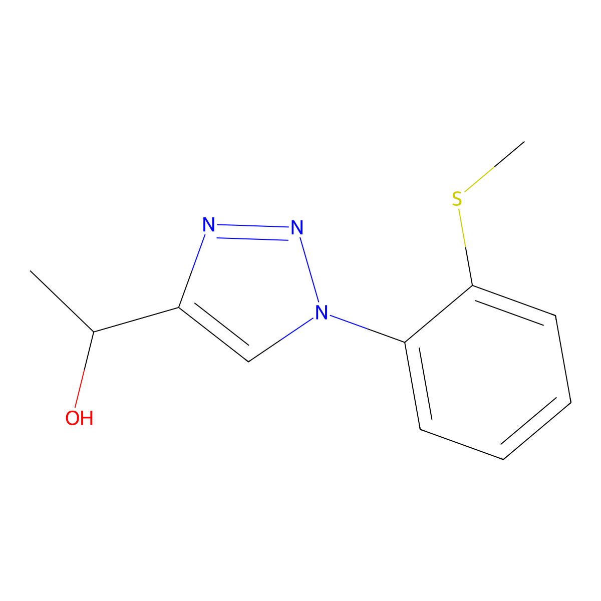 1-{1-[2-(methylsulfanyl)phenyl]-1H-1,2,3-triazol-4-yl}ethan-1-ol molecular structure, CAS 1541642-54-9