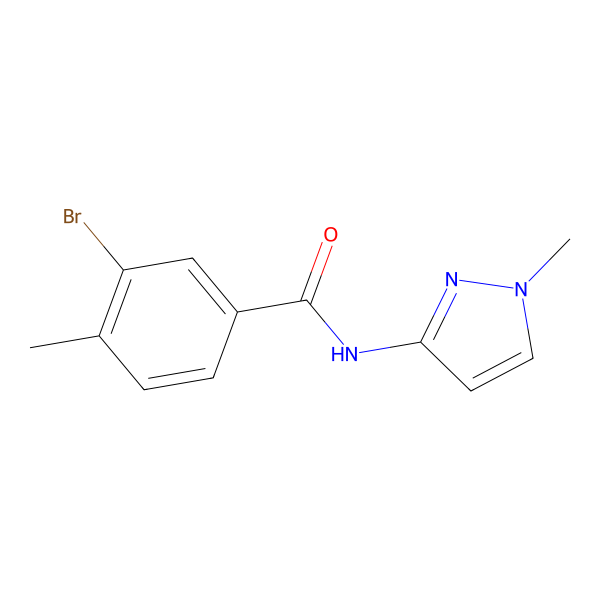 3-Bromo-4-methyl-N-(1-methyl-1H-pyrazol-3-yl)benzamide molecular structure, CAS 1541678-05-0