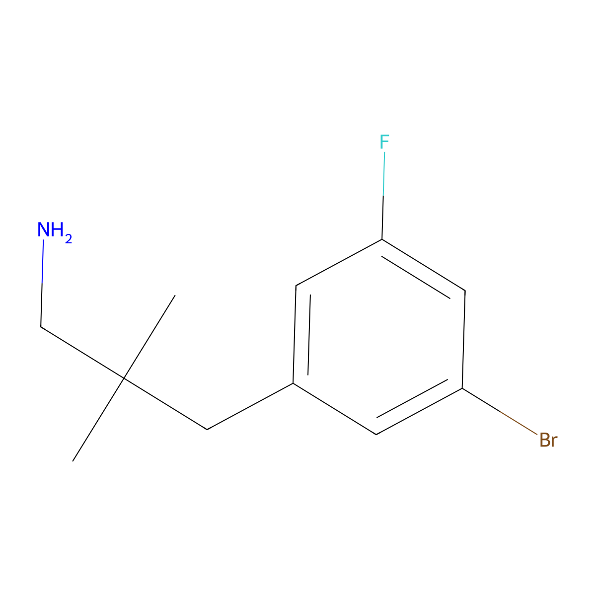 3-(3-Bromo-5-fluorophenyl)-2,2-dimethylpropan-1-amine molecular structure, CAS 1541683-35-5